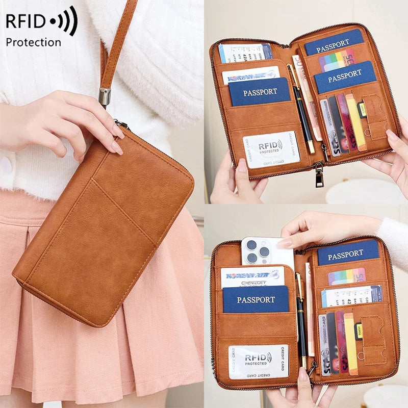 Porte-Passeport Anti-RFID PU Imperméable | Portefeuille Voyage Multifonction, 8 Coloris – CLEVI Paris