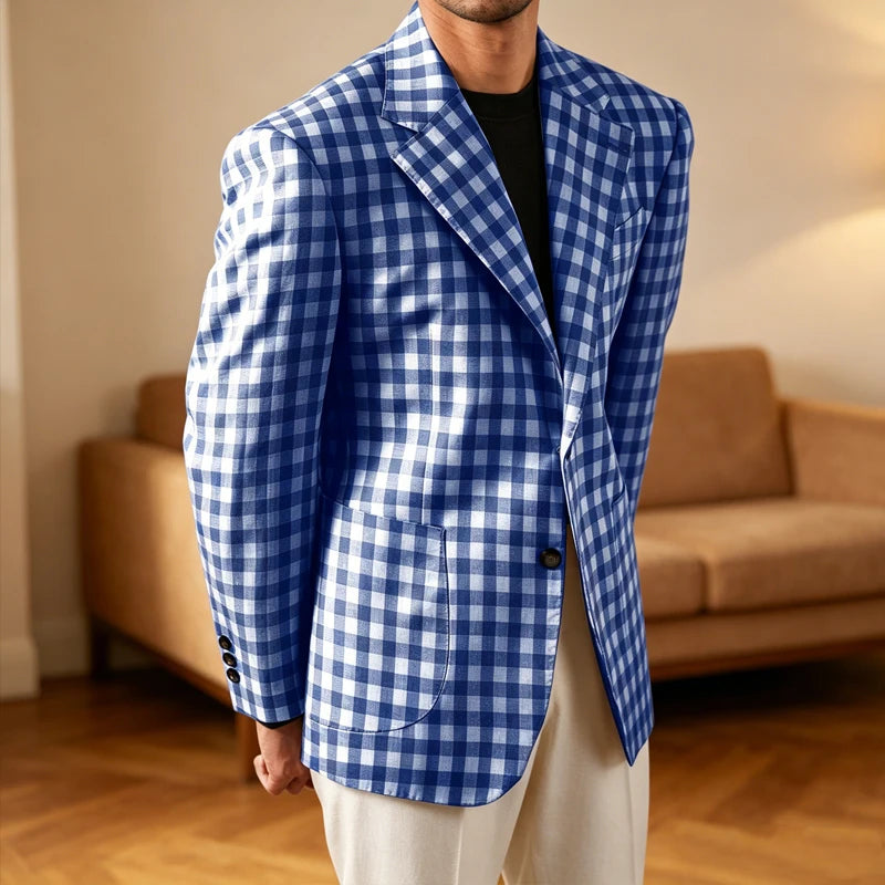 Blazer homme à carreaux coupe ajustée – CLEVI Paris