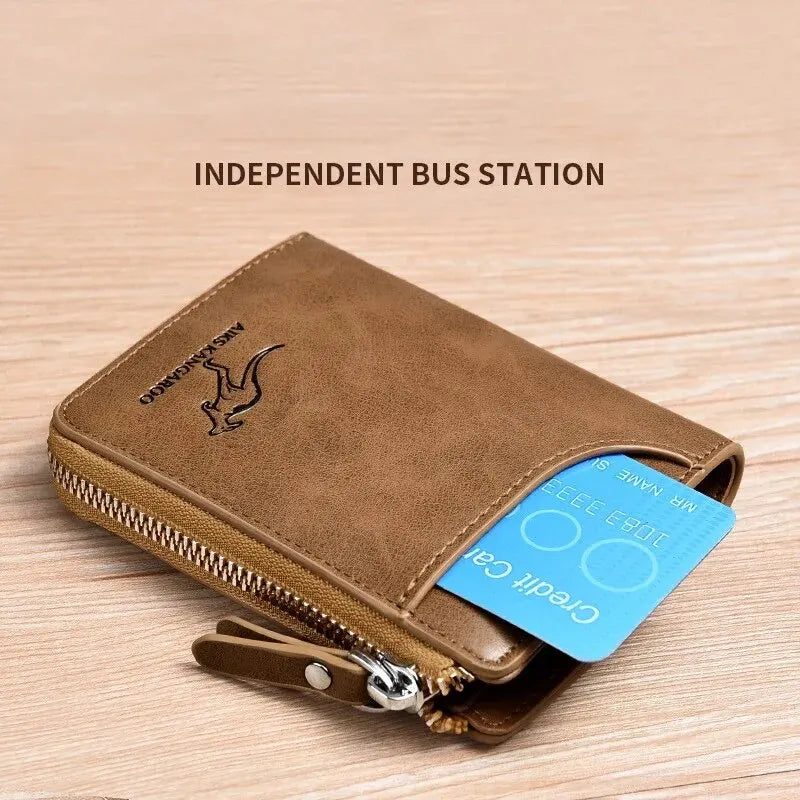 Portefeuille Homme Cuir PU Anti-RFID — Porte-Cartes Business, Fermeture Éclair, 3 Coloris | CLEVI Paris