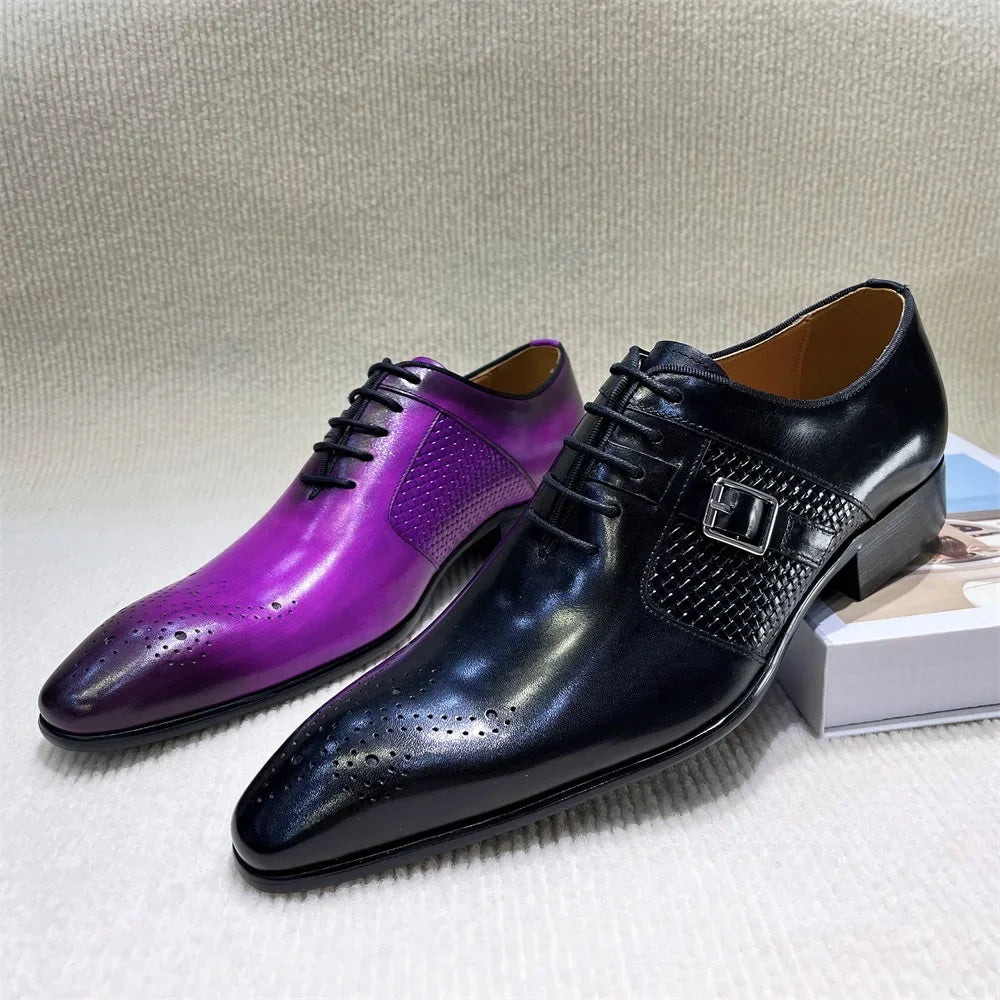 Brogue Oxford Homme Luxe Cuir de Veau Fait Main Bout Pointu – CLEVI Paris