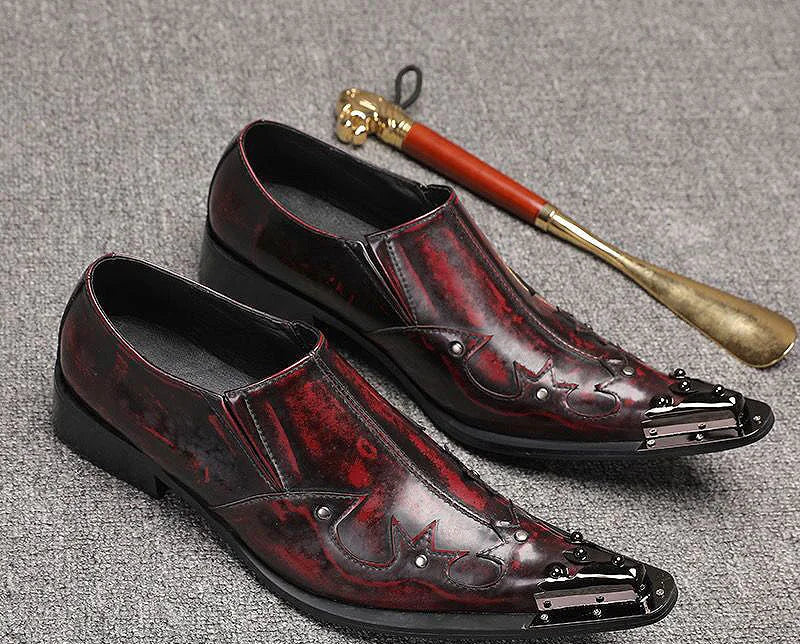 Brogue Homme Cuir Véritable Bout Métal Pointu Slip-On Western Fashion Mariage Soirée 8 Coloris – CLEVI Paris