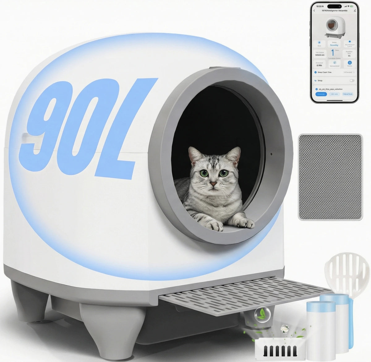 Litière autonettoyante connectée pour chat – CLEVI Paris