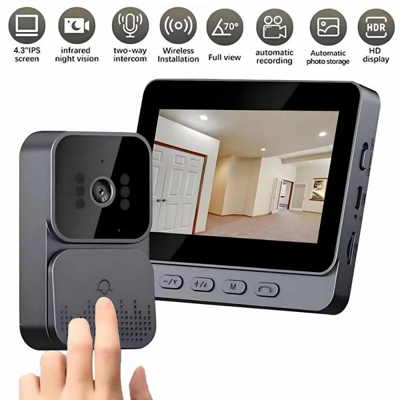 Visiophone Sans WiFi 2.4G Luxuglow – Écran IPS 4,3", Interphone Vidéo, Vision Nocturne IR, Batterie 1000mAh, Carte SD 128Go