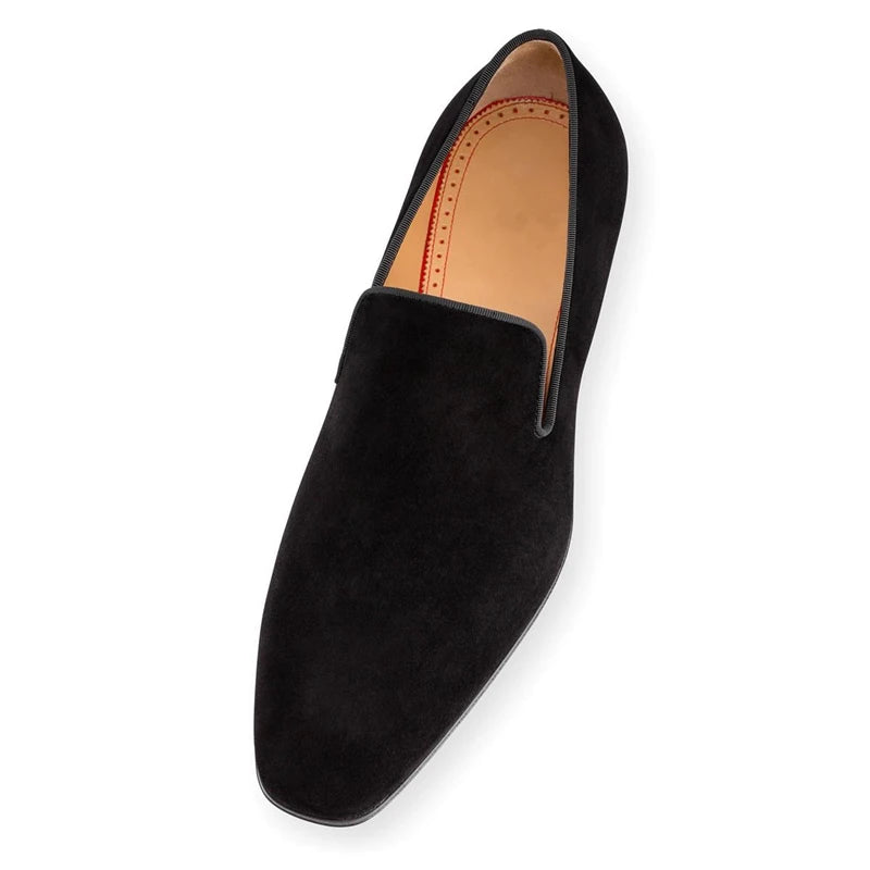 Mocassins Homme Semelle Rouge Velours Slip-On Bout Rond | Fête Soirée EU 40-46