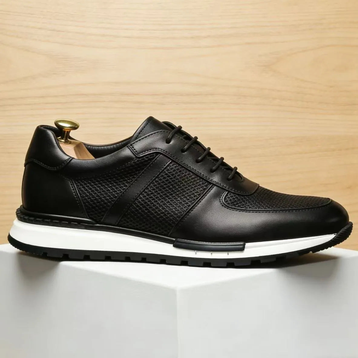 Sneakers Homme Cuir de Vache Véritable – Style Britannique, Respirant, Antidérapant, 6 Coloris – CLEVI Paris