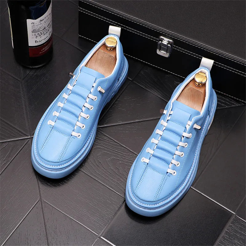 Sneakers Plateforme Homme Daim Brodé – Loafers Casual Respirants