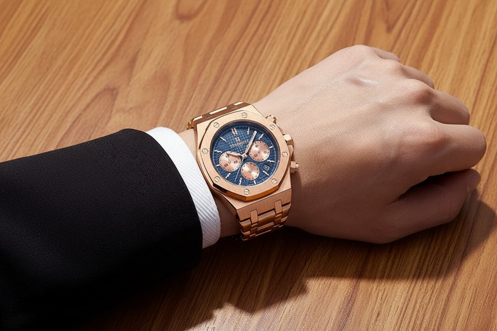 Montre Homme ONTHEEDGE RZY126 – Quartz, Verre Saphir, Lumineux, Étanche 30M, Calendrier, Bracelet Acier – CLEVI Paris