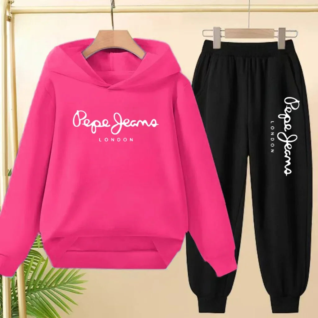 Ensemble Sweat à Capuche + Pantalon Enfant 3-13 Ans – Imprimé Lettres, Unisexe, Toutes Saisons – CLEVI Paris