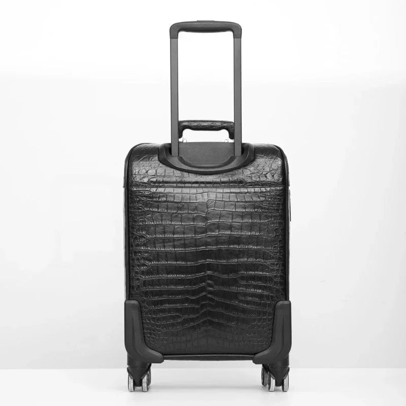 Valise Trolley Motif Croco Ventre Acier Noir – CLEVI Paris