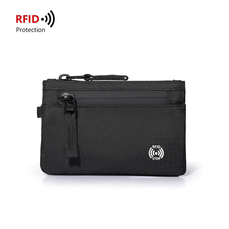 Porte-Cartes RFID Nylon Slim Homme — Mousqueton, Clip Ceinture ou Fermeture Éclair, Multi-Coloris | CLEVI Paris