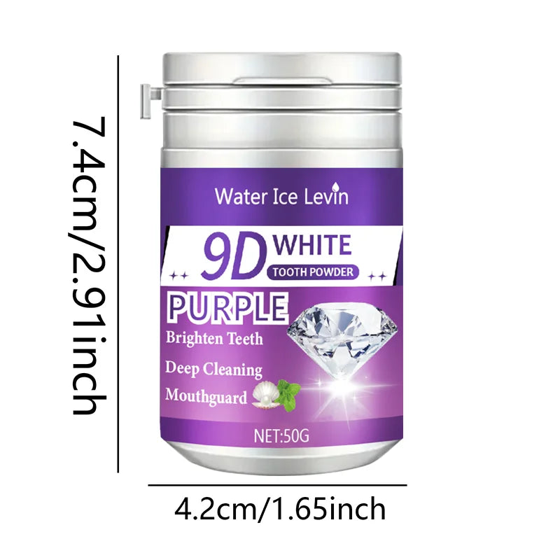 Poudre Dentifrice Blanchissante 9D White | Formule Violette & Haleine Fraîche