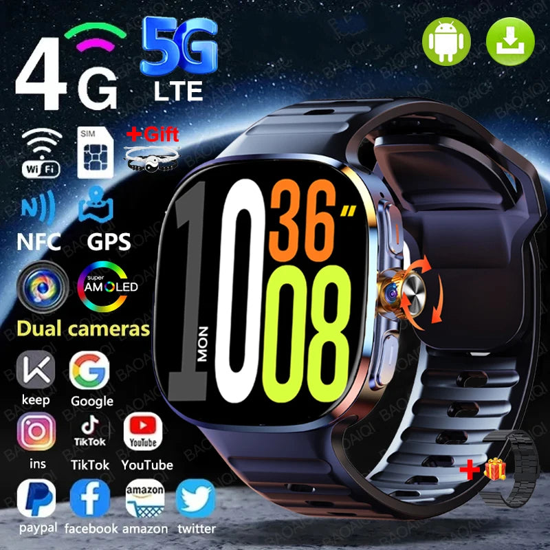 Montre Connectée 4G/5G AMOLED 2,4" Appel Vidéo GPS Google Play – CLEVI Paris