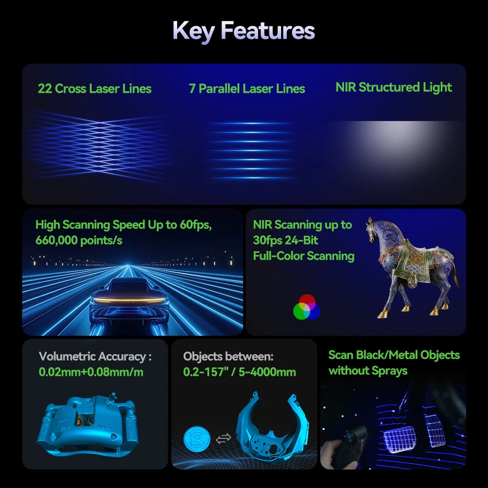 Scanner 3D Creality CR-Scan Raptor Pro – Laser Bleu & NIR 0,02mm