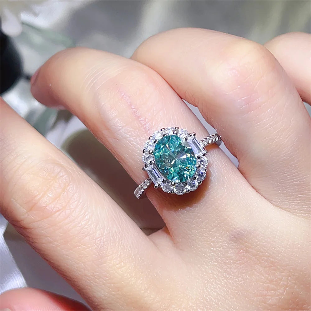 Bague Moissanite Verte Paraiba Argent 925 – CLEVI Paris