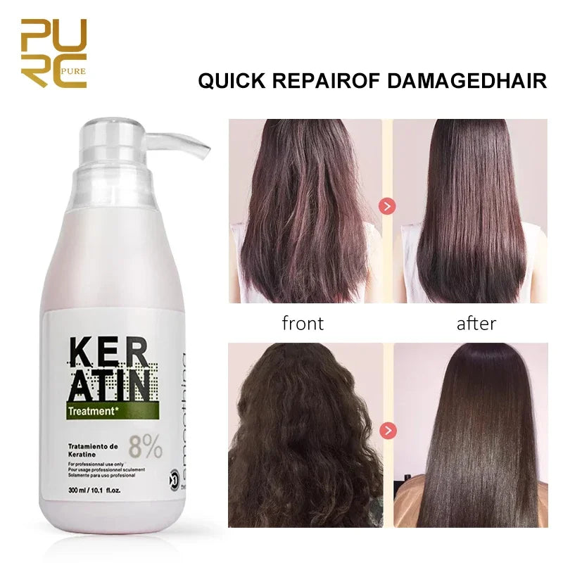 Traitement Kératine Brésilienne PURC 300ml – Lissage & Anti-Frisottis, 0% à 12%
