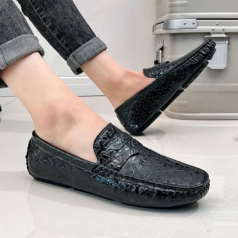Mocassins Homme Cuir Fendu Slip-On | Orange, Or, Gris, Vert, Noir – CLEVI Paris