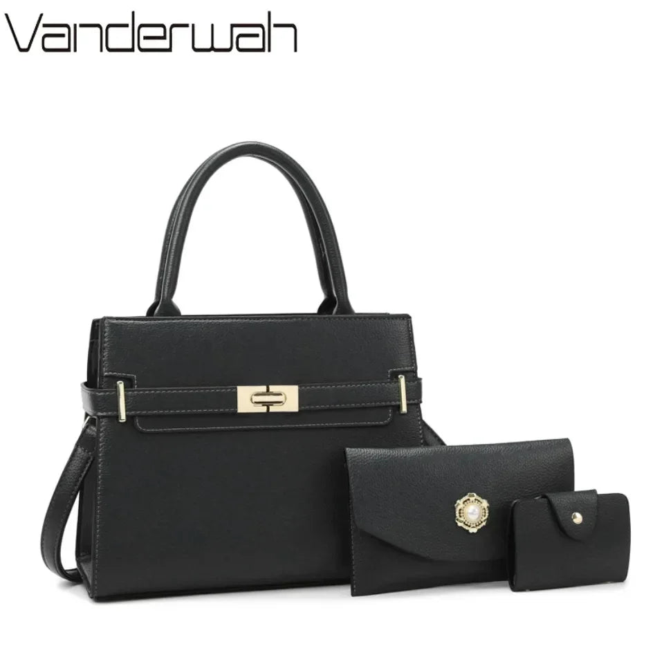 Set Sac à Main Femme Luxe – Grand Sac + Pochette | Cuir PU | Épaule & Bandoulière | 10 Coloris