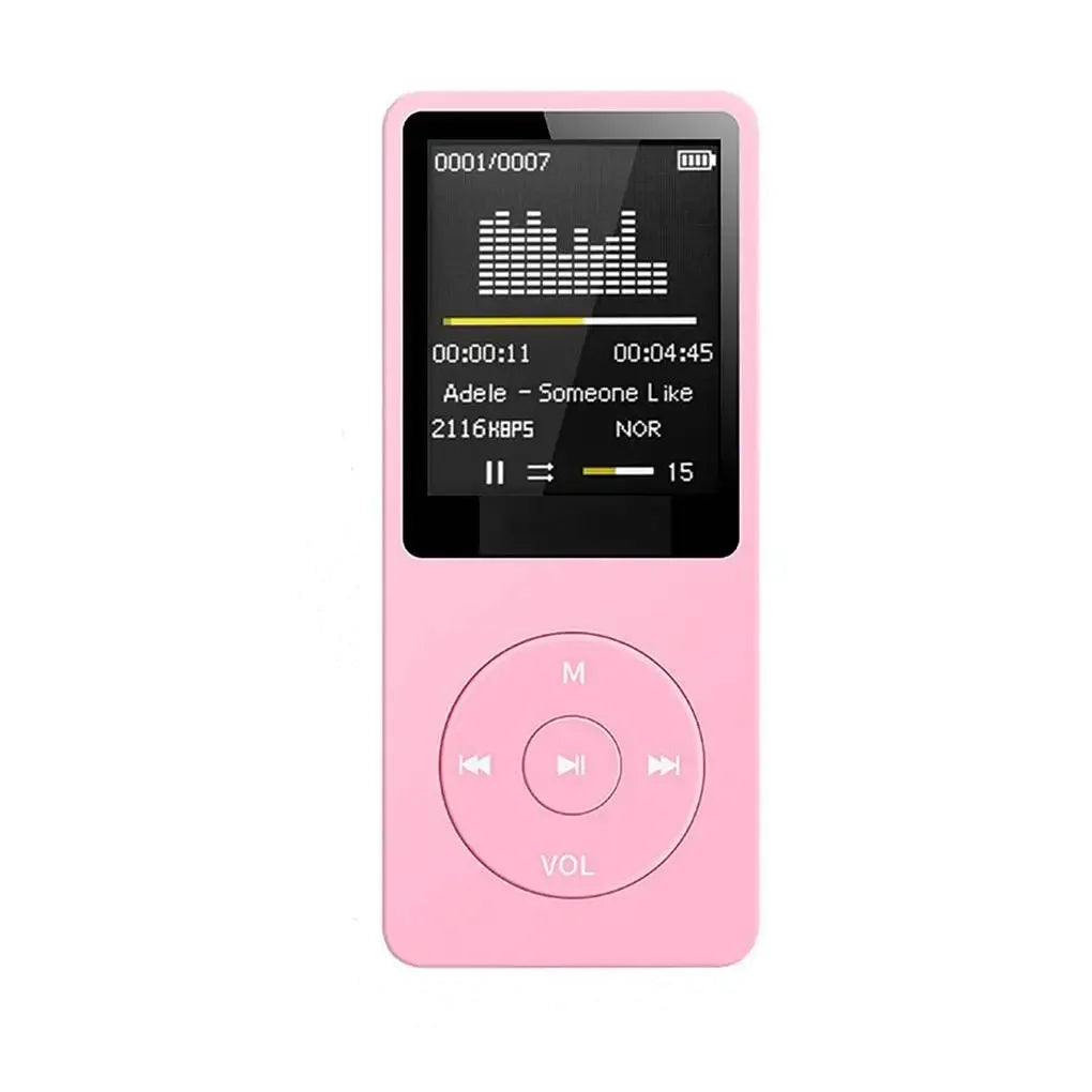 Lecteur MP3 Portable Ultra-Fin – Radio FM, Haut-parleur, Enregistreur, Écran 1,8", jusqu'à 64 Go