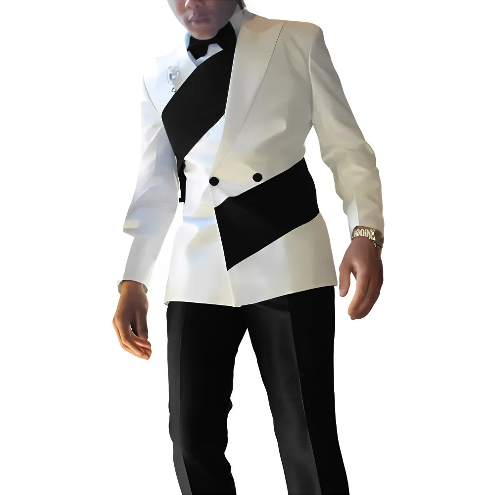 Costume Homme 2 Pièces Slim Fit Colorblock Mariage Blazer & Pantalon 3 Coloris XS-5XL – CLEVI Paris
