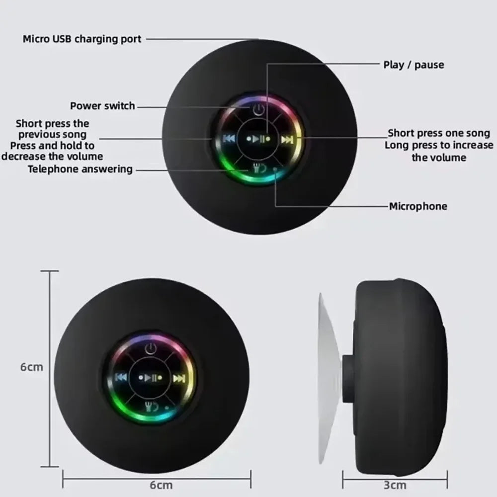 Enceinte Bluetooth Waterproof Ventouse — Salle de Bain & Outdoor — CLEVI Paris