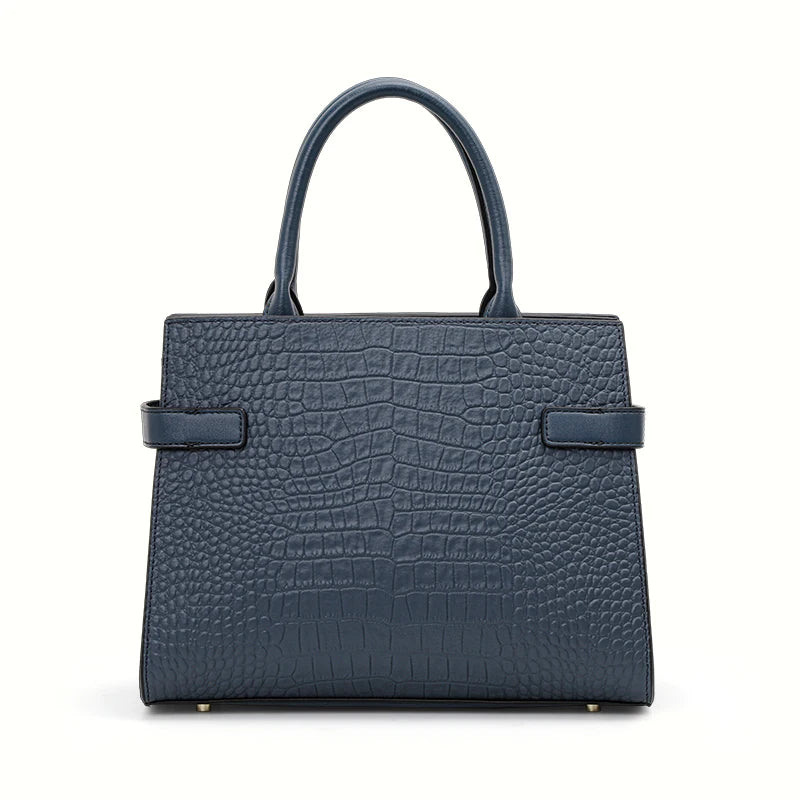 Sac à Main Femme Cuir Véritable – Motif Crocodile | Foulard Soie | Port Épaule & Bandoulière