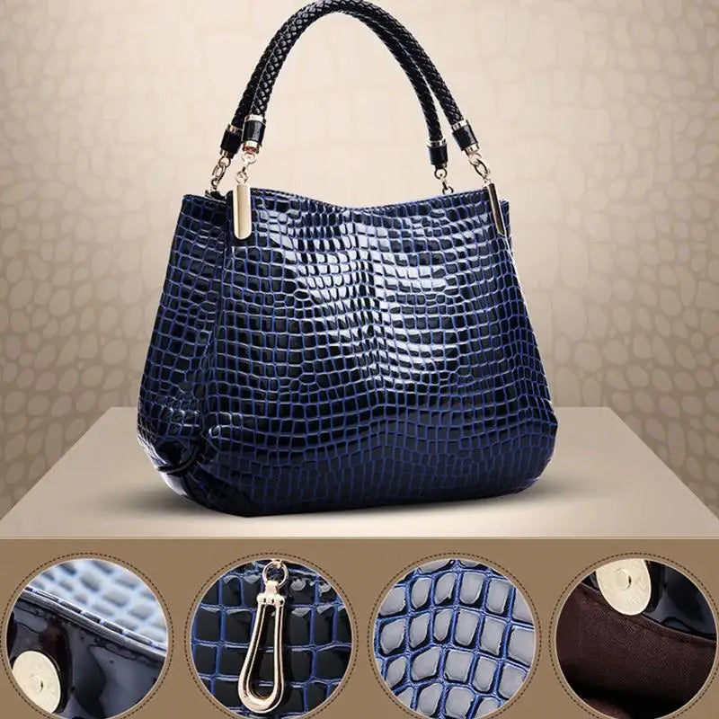 Sac Cabas Femme Cuir PU Imprimé Crocodile — Grande Capacité, Forme Seau, 36x11x29cm | CLEVI Paris