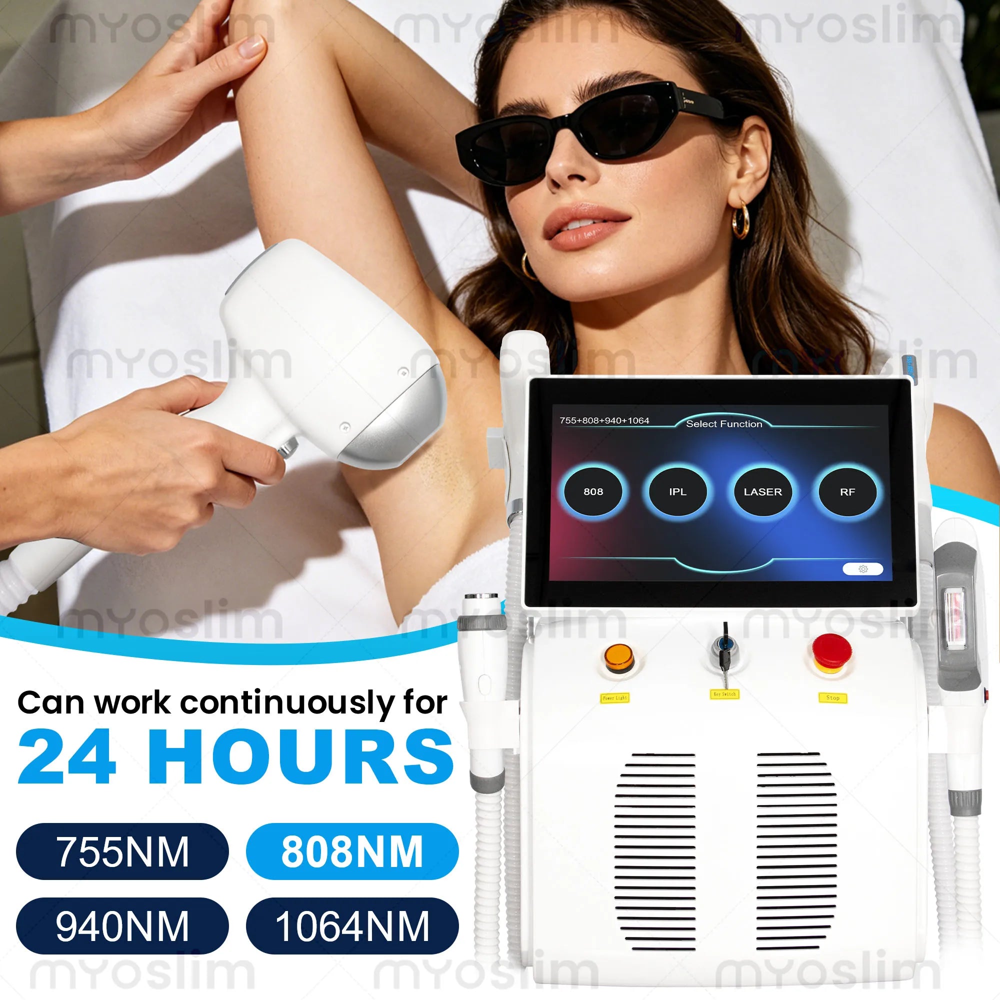 Machine 4-en-1 Laser Diode FAC 5000W 755/808/940/1064nm + Picoseconde + IPL + RF Épilation Détatouage Lifting – CLEVI Paris