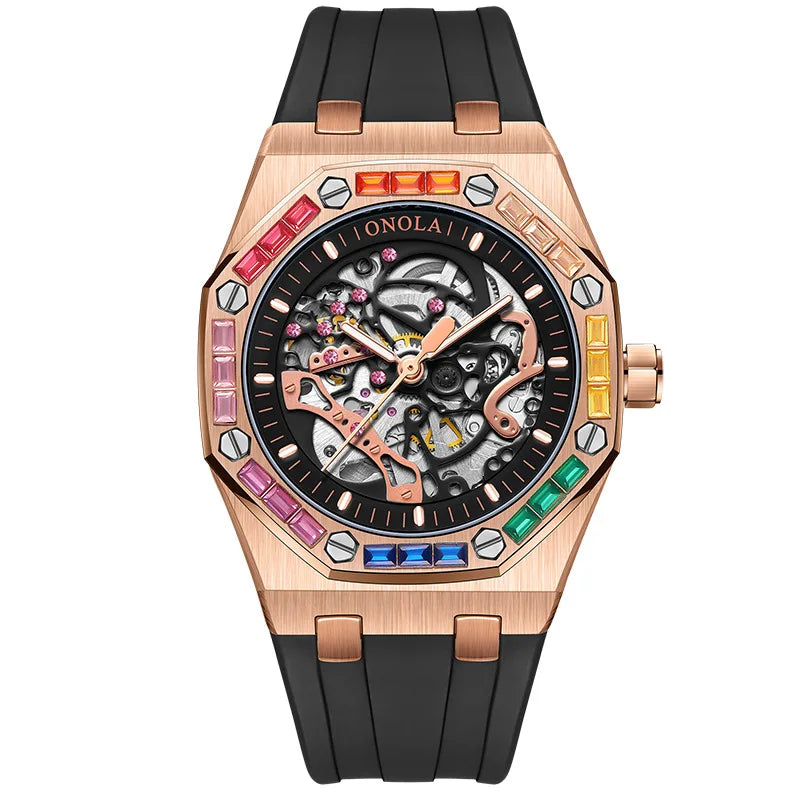 Montre Mécanique Automatique Homme PAULAREIS P 3834D – Squelette Lumineux Bracelet Silicone