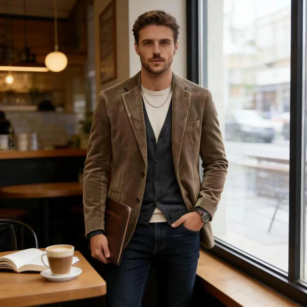Blazer homme en velours côtelé, coupe ajustée – CLEVI Paris