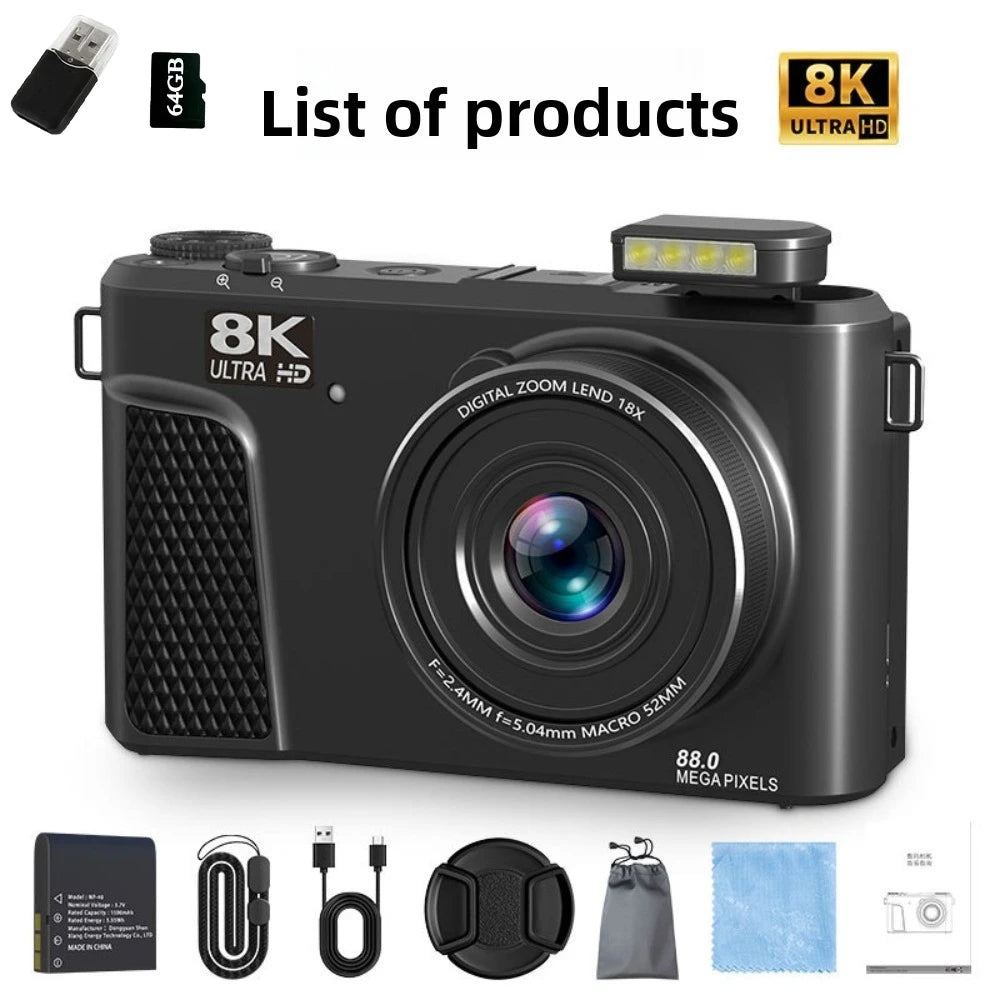 Appareil Photo Vlogging JSAMAZING W300 8K 88MP – Écran 3" Orientable 180°, Zoom 18x, WiFi, Stabilisation Double, YouTube – CLEVI Paris
