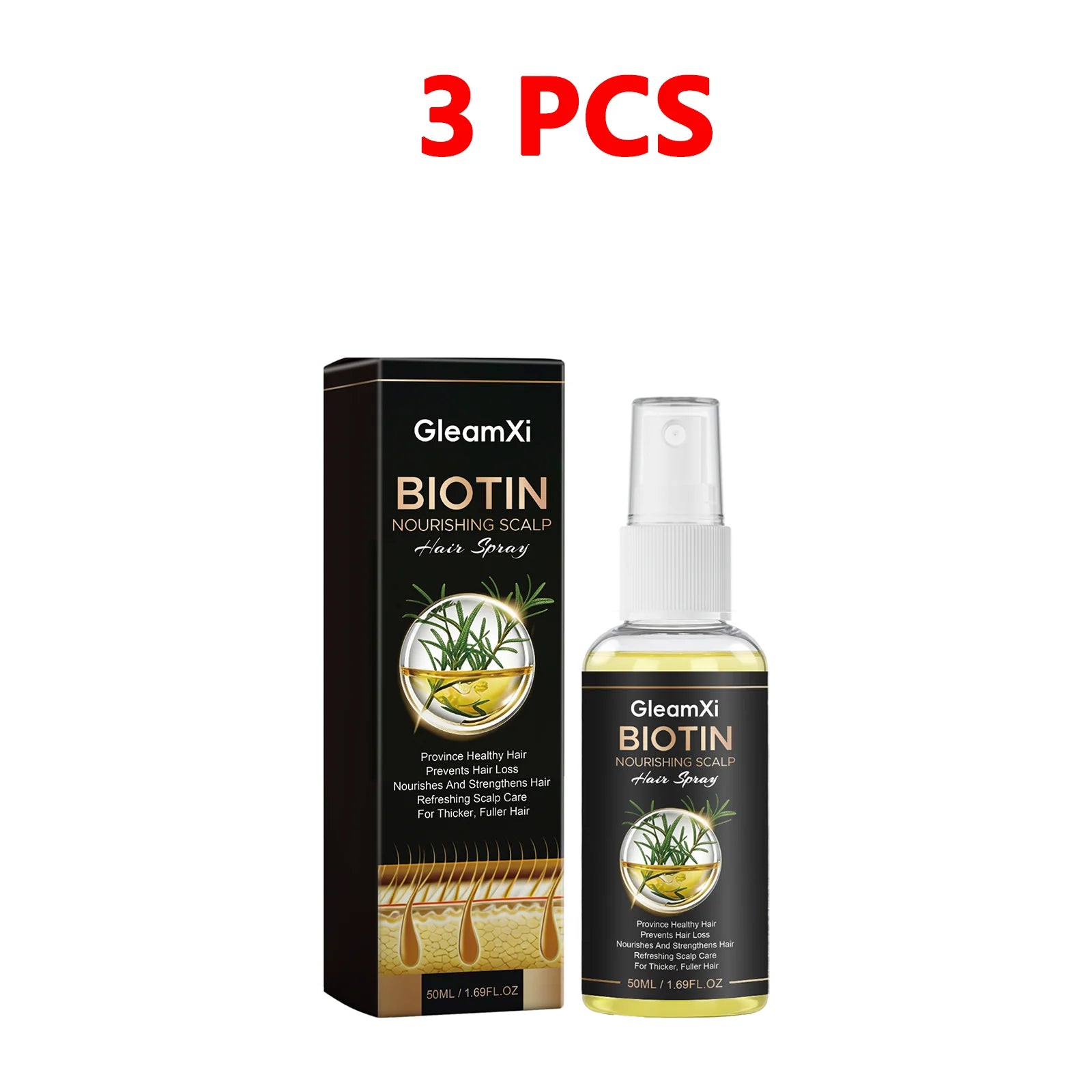 Sérum Capillaire Spray à la Biotine | Anti-Chute & Épaississant | Huile d’Argan & Gingembre | Certifié CPNP – CLEVI Paris