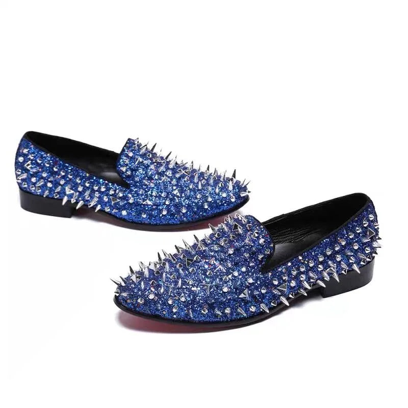 Loafers Homme Clous Spikes Cuir Véritable Slip-On Bout Pointu Luxe Mariage 5 Coloris – CLEVI Paris