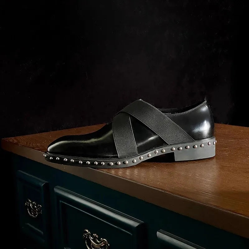 Chaussures Homme Lily Wei – Cuir Véritable, Rivets, Semelle Rehaussante, Slip-On Casual & Banquet, Tailles 33-46 – CLEVI Paris