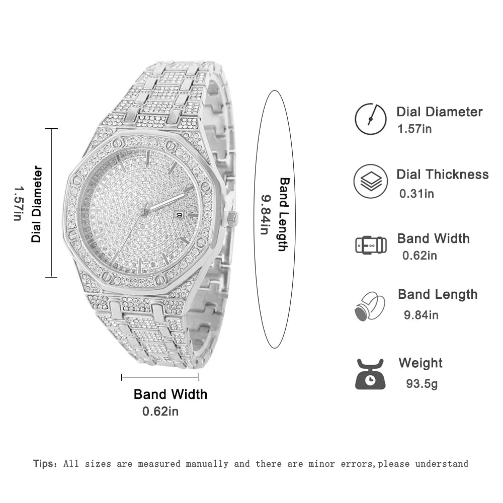 Montre Quartz Homme Iced Out Hip Hop Bling Diamond Plaqué Or 18K – CLEVI Paris
