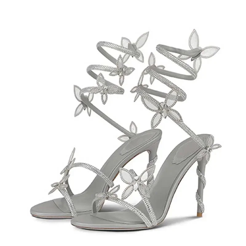 Escarpins Femme Talon Aiguille Cristal Bride Cheville Style Sexy – CLEVI Paris