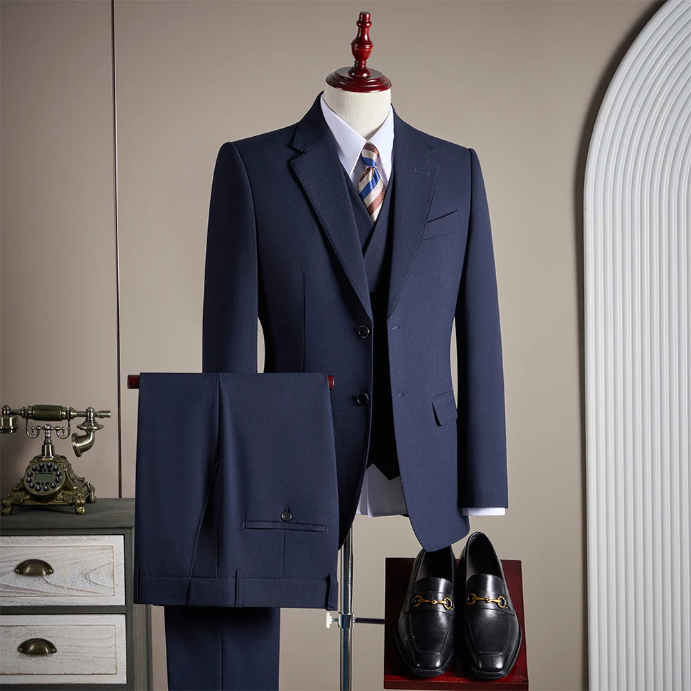 Costume 3 Pièces Homme Laine Coupe Slim Banquet Mariage – CLEVI Paris