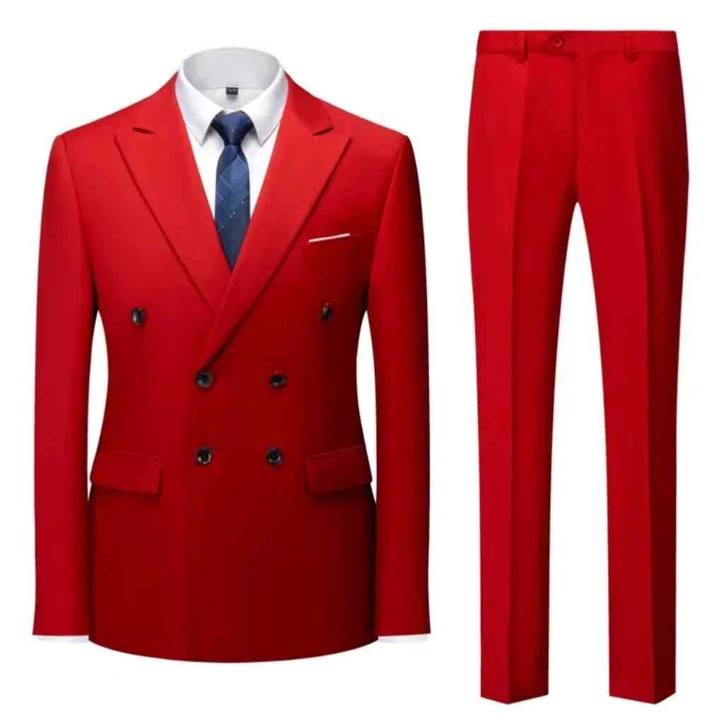 Costume Homme 2 Pièces Double Boutonnage Col Cranté Slim 17 Coloris Grande Taille Sur-Mesure – CLEVI Paris