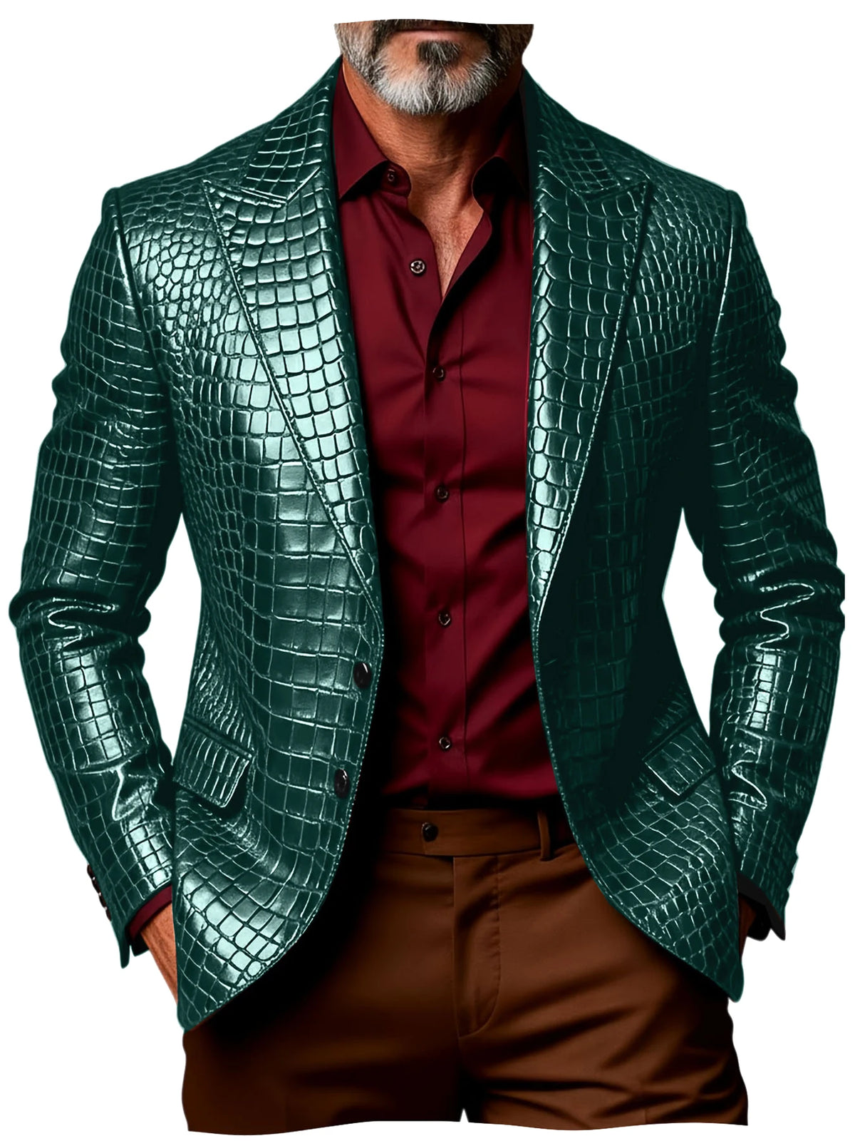 Blazer homme effet croco simple boutonnage – CLEVI Paris