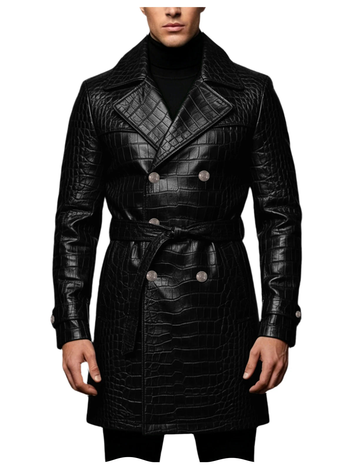 Manteau homme effet croco double boutonnage – CLEVI Paris