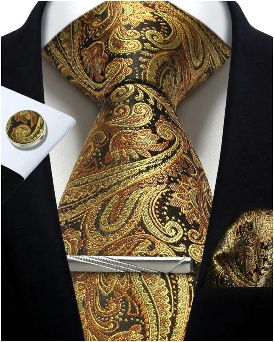 Ensemble cravate homme 4 pièces paisley – CLEVI Paris
