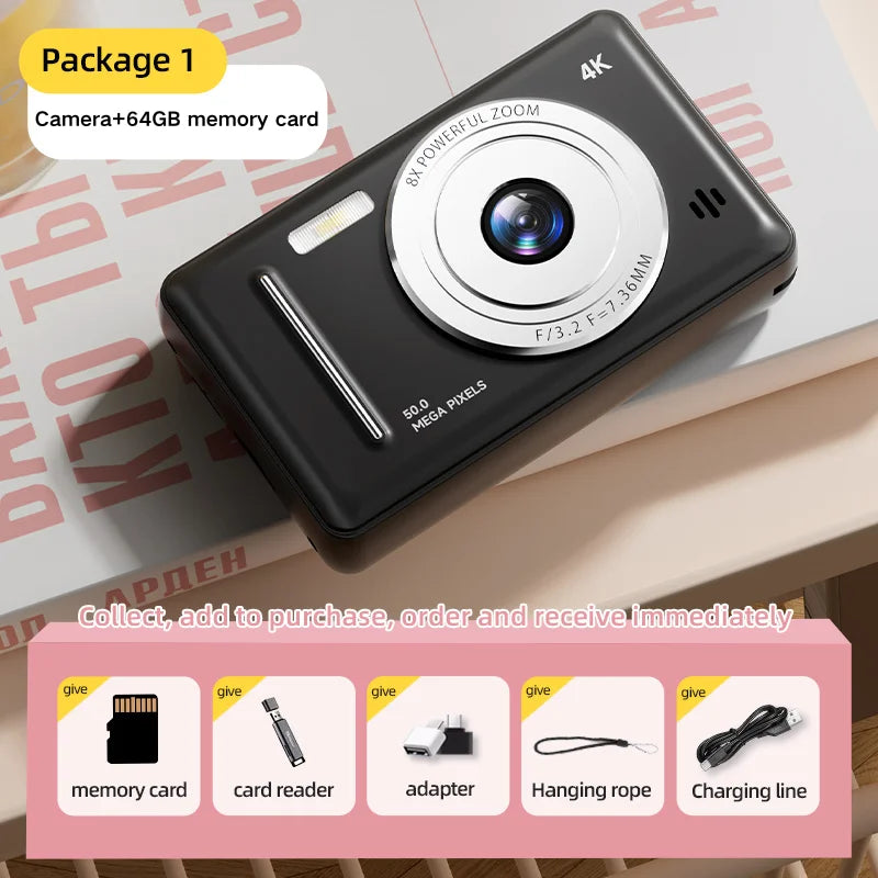 Appareil Photo Numérique 4K Rétro CCD – 50 MP, Double Flash & Autofocus – CLEVI Paris