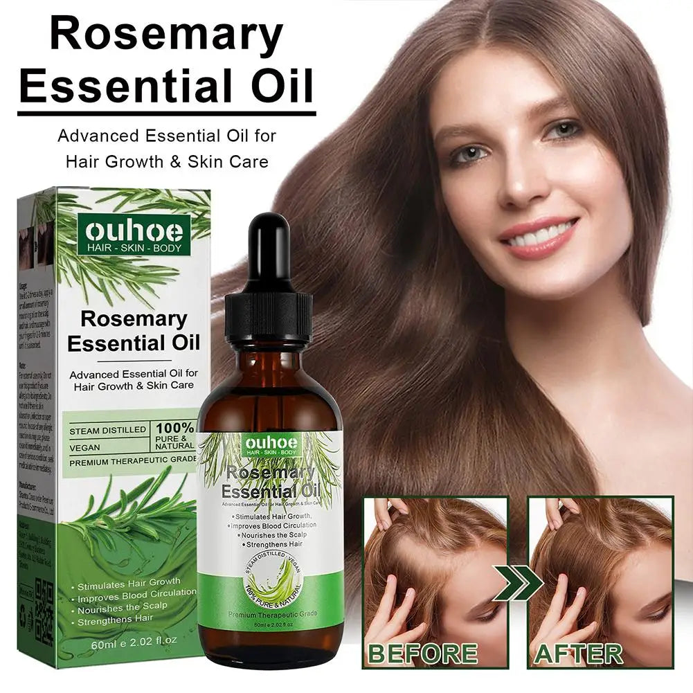 Huile Capillaire Romarin & Noix de Coco – Anti-Chute, Renforcement des Racines & Soin Cuir Chevelu 60ml