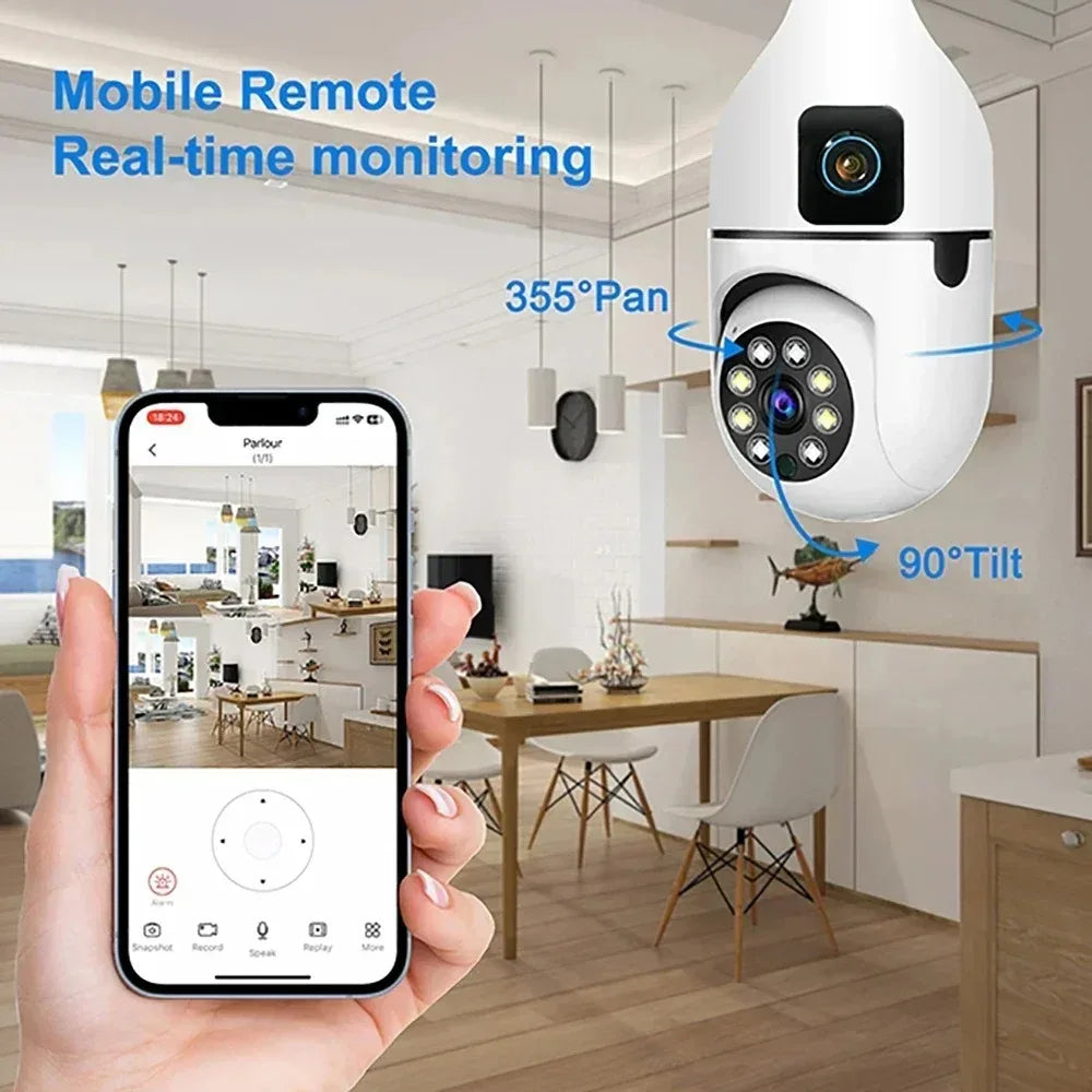 Caméra Surveillance WiFi Double Objectif 8MP – Vision Nocturne Couleur, Audio Bidirectionnel, App V380 Pro – CLEVI Paris