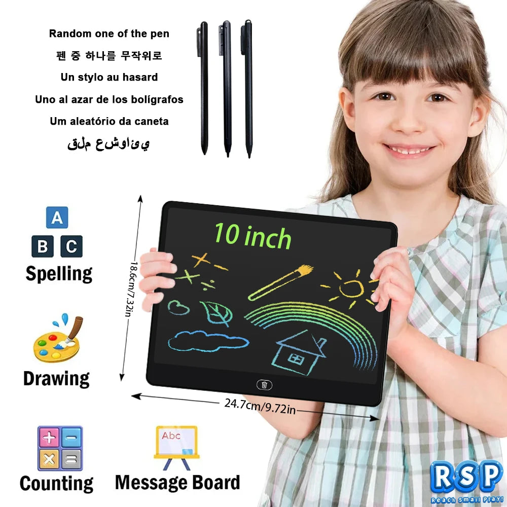 Ardoise LCD Enfants 10" & 16" – Dessin & Écriture, Effaçable, Jouet Éducatif 3-12 ans – CLEVI Paris