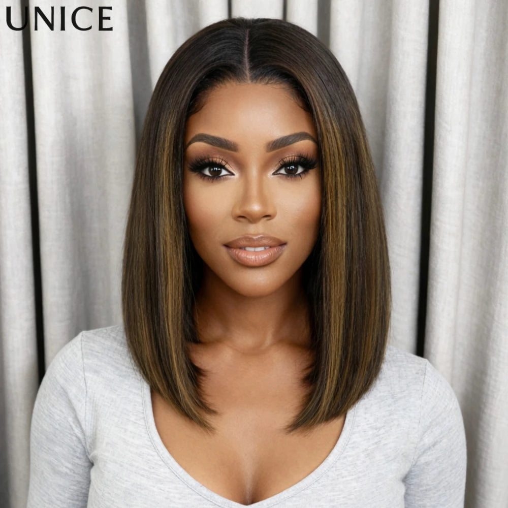 Perruque bob Kinky Straight balayage – CLEVI Paris