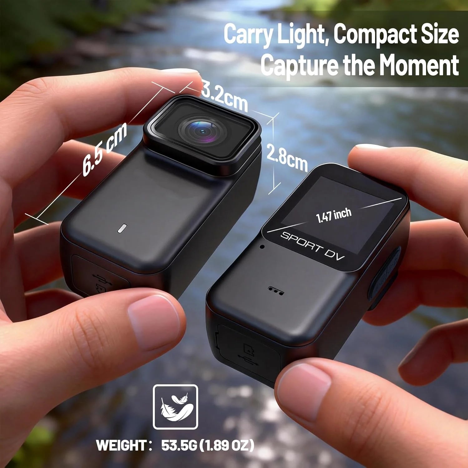 Mini Caméra 4K WiFi Svnouh M21 – Pouce Magnétique IPX7 30m, Autonomie 180min, Écran 1,47", App Viidure, Noir ou Blanc