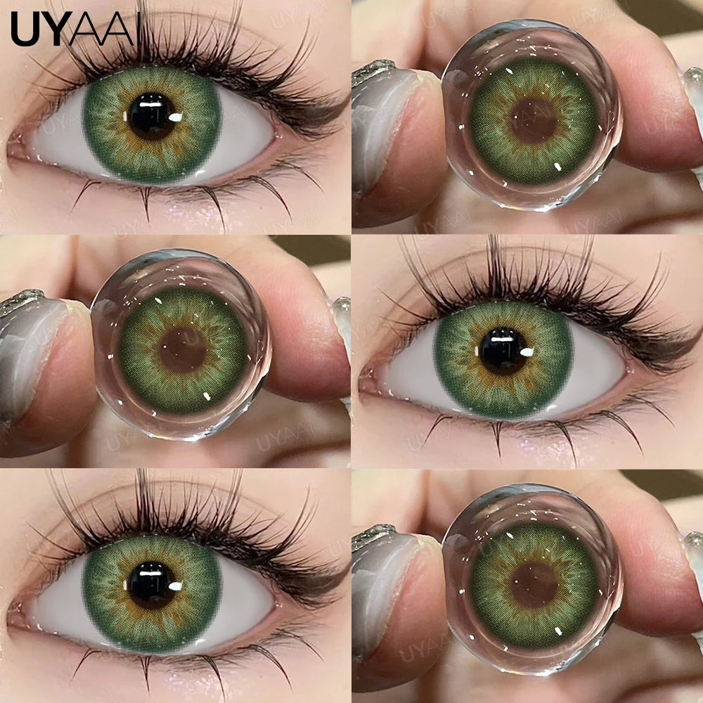 Lentilles de Contact Colorées UYAAI – 15 Teintes de Vert, Sans Correction, Port Annuel