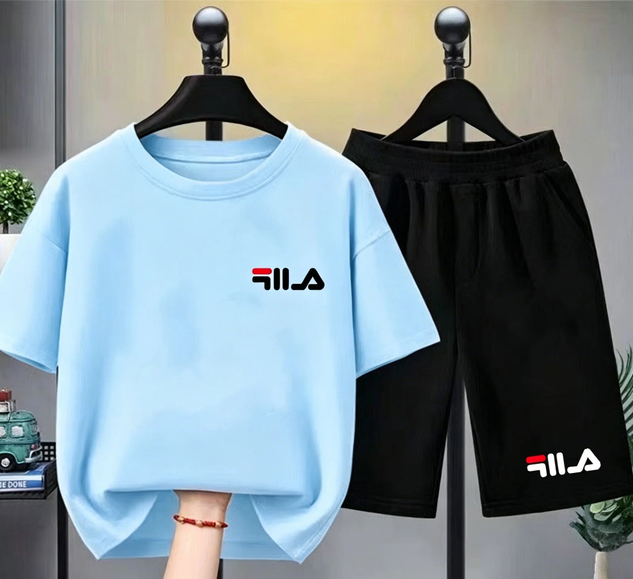 Ensemble 2 Pièces Enfant T-shirt + Short Coton Style Sportif Unisexe – CLEVI Paris