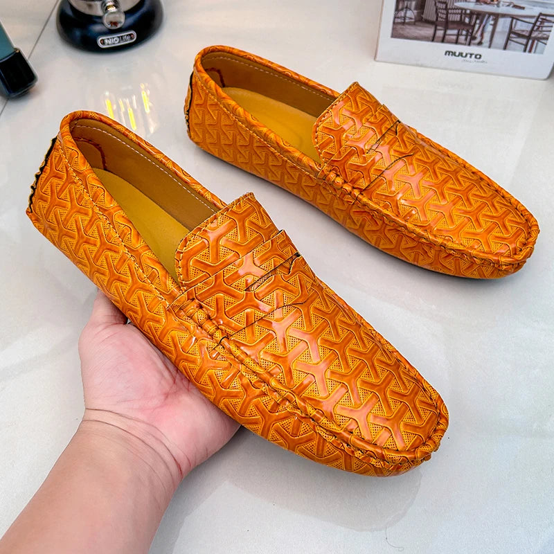 Mocassins Homme Cuir Fendu Slip-On | Orange, Or, Gris, Vert, Noir – CLEVI Paris