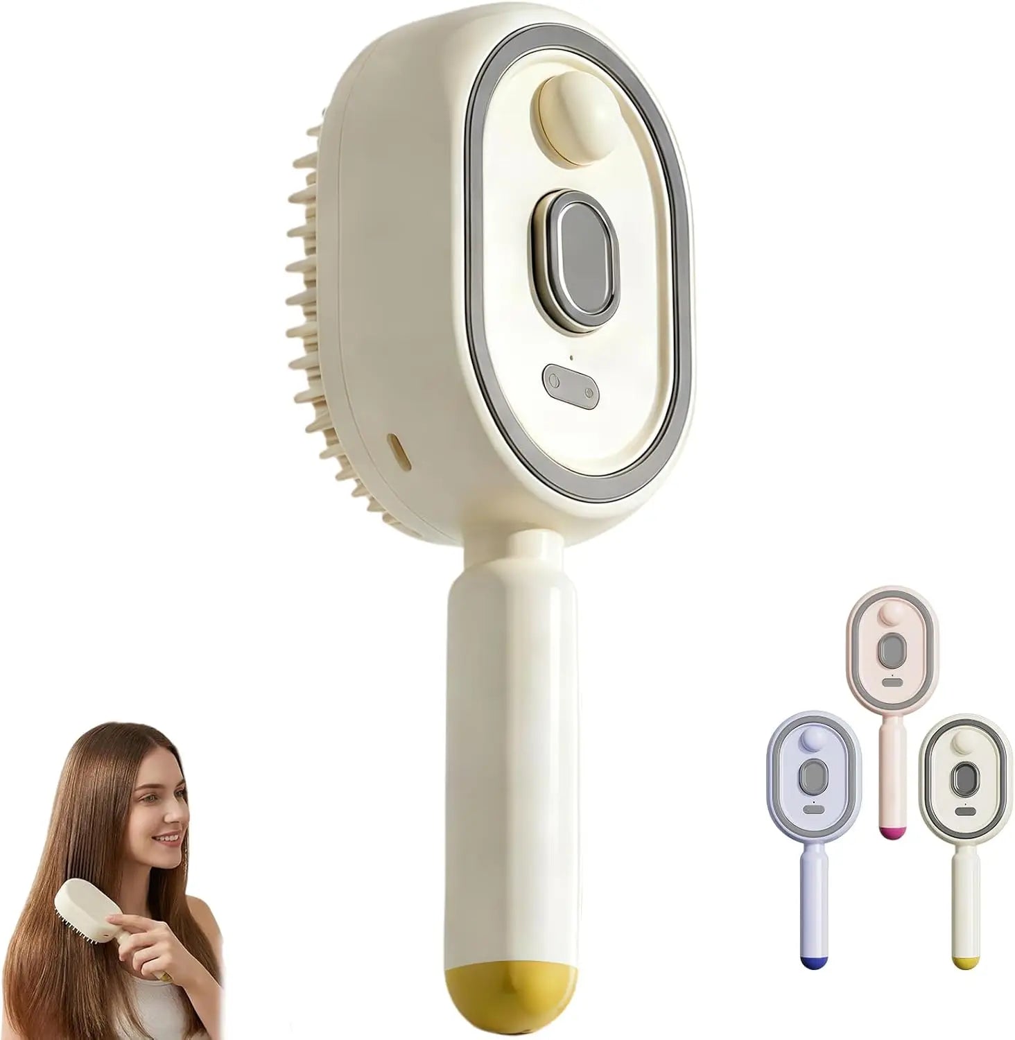 Brosse Massage Électrique 3-en-1 Spray Hydratant Cuir Chevelu Rechargeable – CLEVI Paris